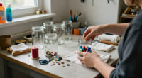 Savvy Upcyclers Transform Old Glass Jars Into A Sewing Kit With An Impressive DIY