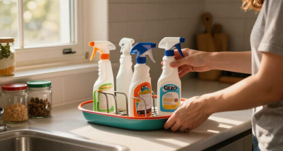 Woman Uses A Pizza Pan To Create Countertop Storage With A Unique Dollar Tree DIY